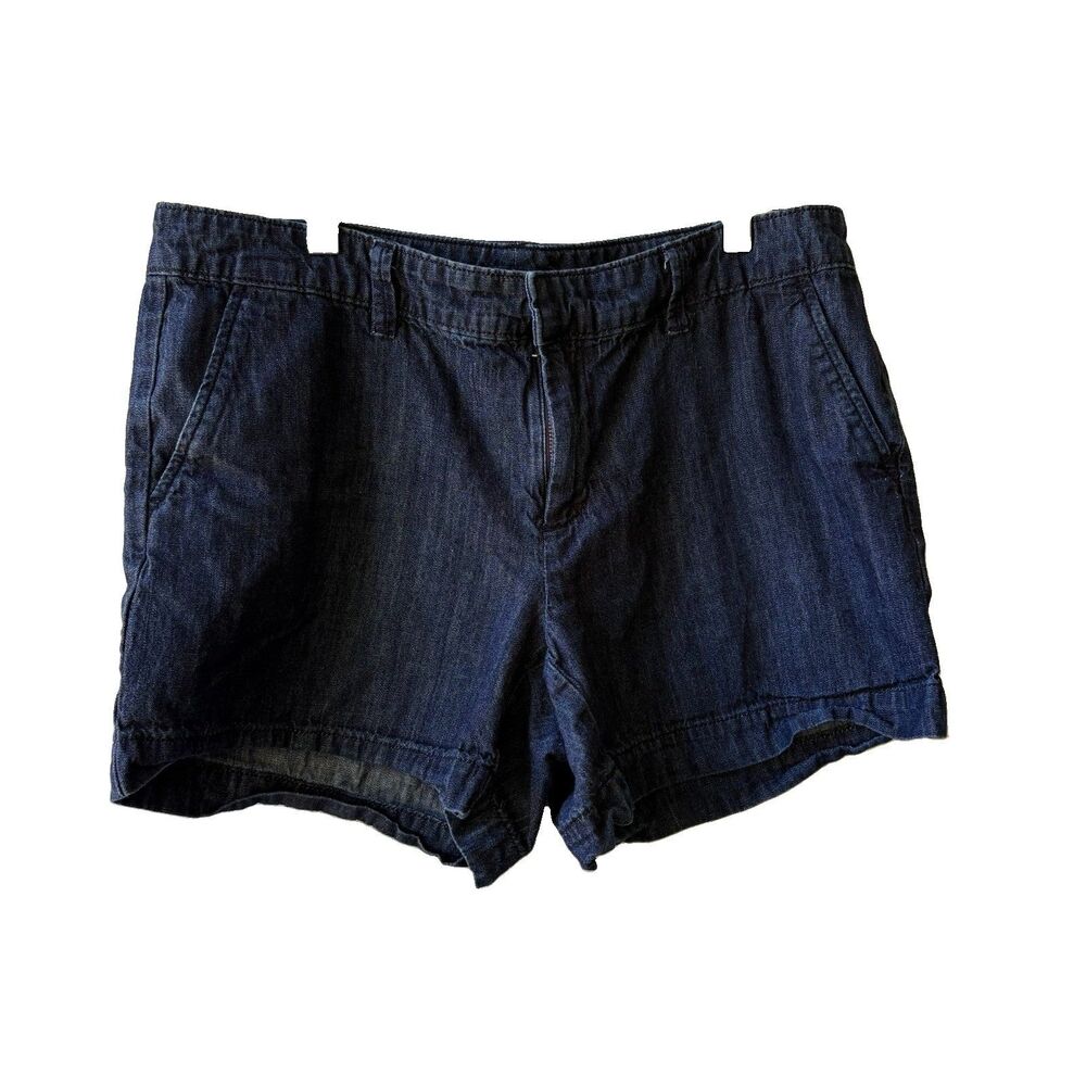 Gap Hadley Women's Size 12 Blue Dark Wash Denim Chino Shorts Mid Rise Pockets